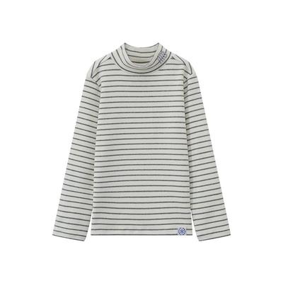 小熊童装休闲条纹长袖半高领T恤