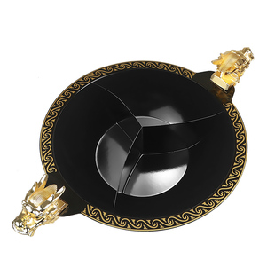 商用三格奔驰锅串串老火锅店专用铸铁珐琅平底锅子母鸳鸯三味锅