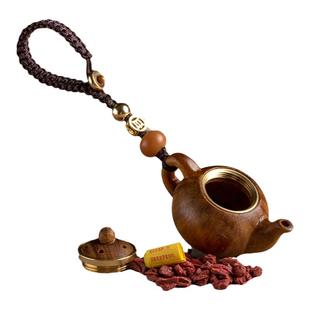 绿檀木小茶壶把把壶手把件钥匙扣手机链打麻将助赢神器把把胡挂件