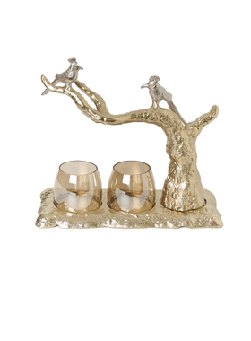 印度进口树脂小鸟金属烛台轻奢