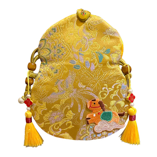 新年布艺红包袋2026马年新款宋锦葫芦包春节过年刺绣手机零钱包