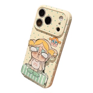 闺蜜哭娃镜子支架适用苹果17手机壳iPhone16/15PLUS卡通华为PURA90PROMAX全包RE6小米17视窗VIVOS60/X300S
