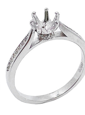 固定圈口莫桑钻戒托克拉死扣银托