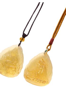 古法琉璃黄财神招财挂件