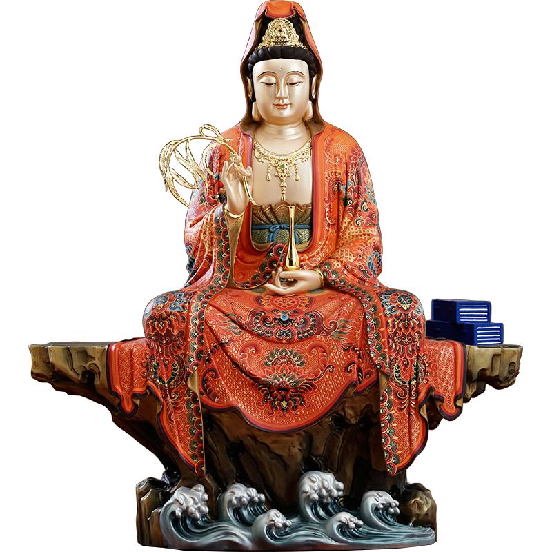彩绘黄铜自在观音摆件
