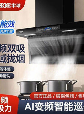 半球抽油烟机顶侧双吸油烟机AI变频家用厨房大吸力7字油烟机