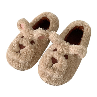 日本GP可爱毛绒绒大熊棉拖鞋女冬季居家室内防滑全包跟月子鞋ins