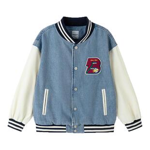 【商场同款】巴拉巴拉男童外套儿童上衣2025新款秋全棉牛仔棒球服