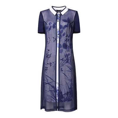 靓诺蓝花真丝连衣裙ll18295a