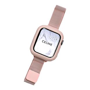 适用于苹果手表applewatchS10/11小蛮腰米兰尼斯细表带iwatch9/8/7/6高级金属不锈钢表带硅胶保护壳套装女