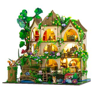 新品diy小屋迷你森林城堡手工制作房子别墅拼装玩具模型生日礼物