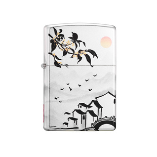 zippo官方正品打火机 江南韵镀银外壳原装国风防风煤油送男友礼物