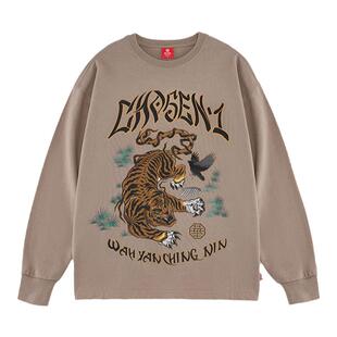 华人青年CHOSEN1长袖 潮流纯棉男女套头情侣印花长袖