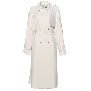 DPLAY白色风衣外套女士春季新款大码好看气质宽松长款大衣