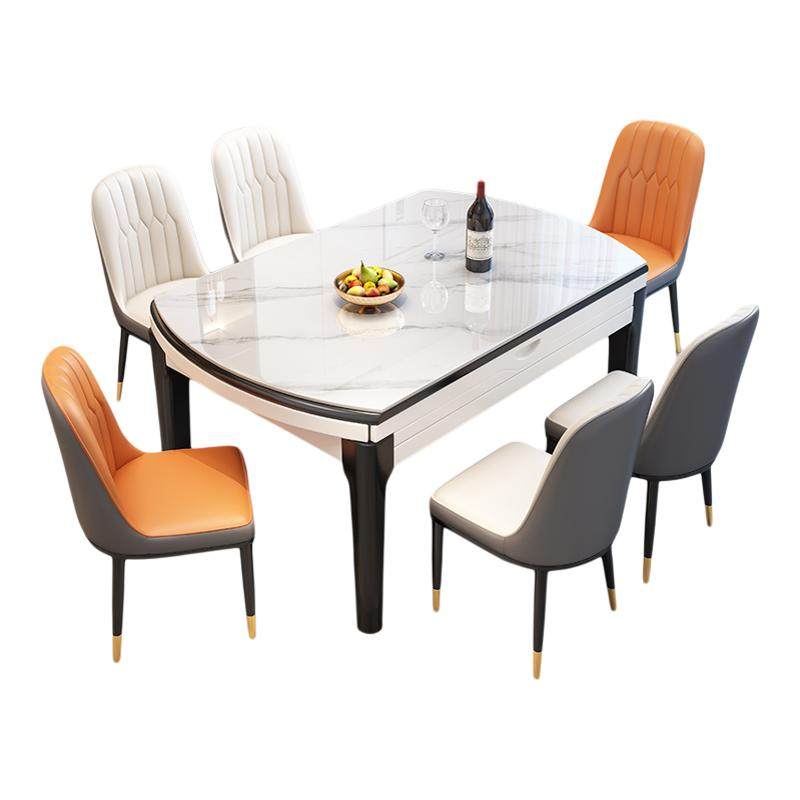 政府补贴现代简约实木岩板餐桌椅组合可伸缩方圆两用轻奢家用饭桌