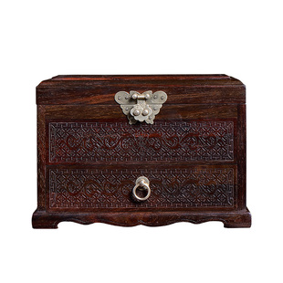 大红酸枝实木高档首饰盒复古中式黄金珠宝戒指红木收纳盒结婚礼物