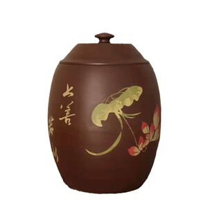 (瑕疵缸)特价云南建水紫陶14饼茶缸 3000克茶叶罐 处理不支持退货