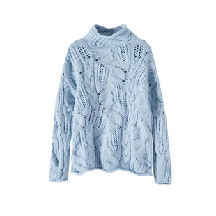骄阳似我赵今麦同款蓝色高领镂空针织衫女2026新款内搭打底衫毛衣