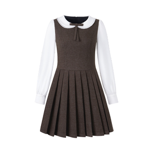 Even一雯【留洋千金】韩系高智秋冬精致甜美减龄假两件百褶连衣裙