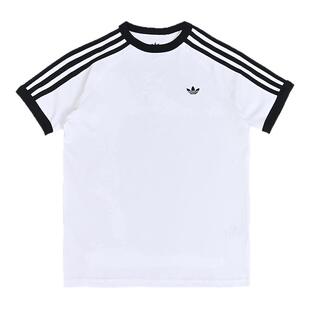 Adidas阿迪达斯新款儿童装男大童三叶草短袖经典白色T恤KE0920