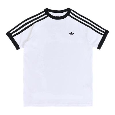 Adidas阿迪达斯新款儿童装男大童三叶草短袖经典白色T恤KE0920