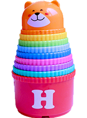 儿童叠叠乐早教婴儿一岁宝宝益智套圈趣味游戏彩虹杯子叠叠杯玩具