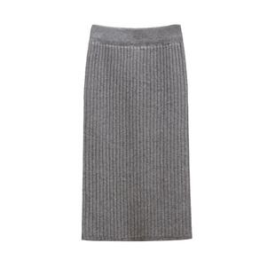 2025年秋冬针织毛线开叉包臀显瘦高腰一步中长款小个子半身裙女厚