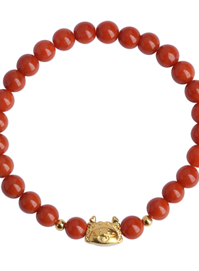 旗舰店南红玛瑙黄金龙手串手链女