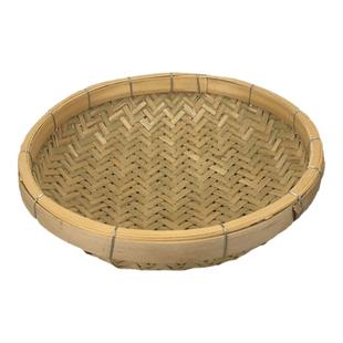 竹筛子竹编簸箕民间特色制品精品沥水晾晒有孔无孔圆形家用竹篮筐