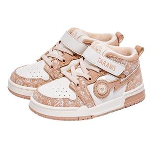 泰兰尼斯冬季新款儿童加绒保暖棉鞋女童软底轻便运动鞋女童鞋子