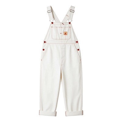 多巴胺白色工装牛仔背带裤子女