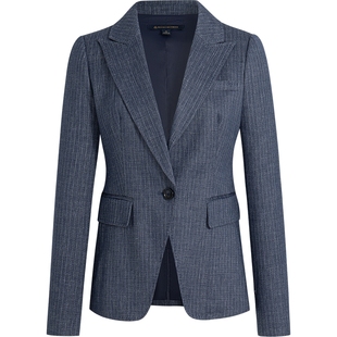 Brooks Brothers/布克兄弟女士秋冬新款亚麻条纹单粒扣西装外套