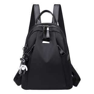 背包女2025新款网红休闲时尚韩版百搭轻便防水牛津布黑色双肩包女