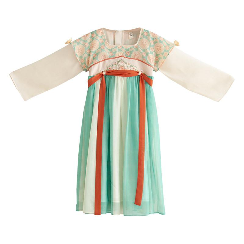 贝优可春款新品女童汉服刺绣襦裙