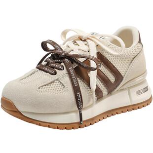 百丽透气网面阿甘鞋女秋新撞色厚底增高休闲鞋B2813CM5