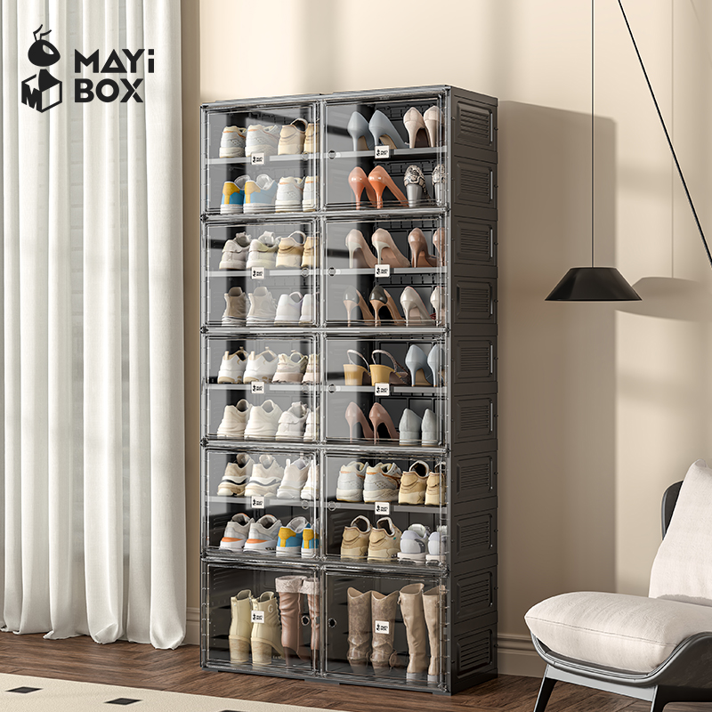 蚂蚁盒子免安装可折叠鞋柜家用门口黑色入户鞋柜大容量储物收纳柜