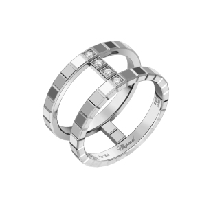 Chopard萧邦18K白金小冰块结婚戒指钻戒生日礼物送女友