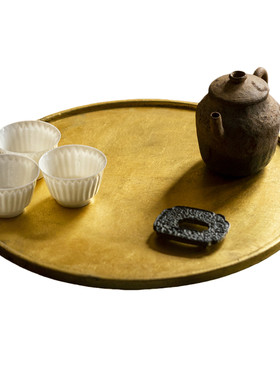 金箔大漆茶台非遗漆器壶承手作盘