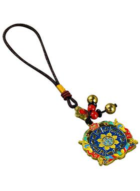 闯隆男女通用藏式彩绘八吉祥吊坠