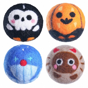 FURRYBUM万圣节限定猫咪玩具纯手工羊毛球静音追逐自嗨解闷逗猫棒