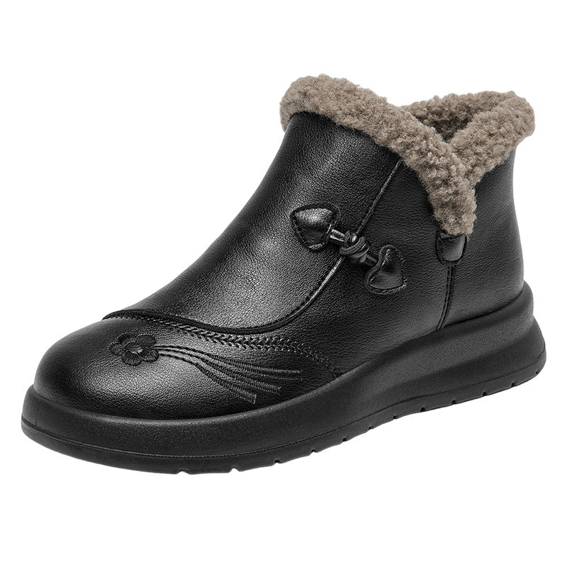 大东妈妈鞋平底加绒保暖妈妈棉鞋