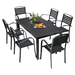 户外塑木桌椅套装庭院防腐木室外休闲餐桌花园露天阳台茶桌椅组合