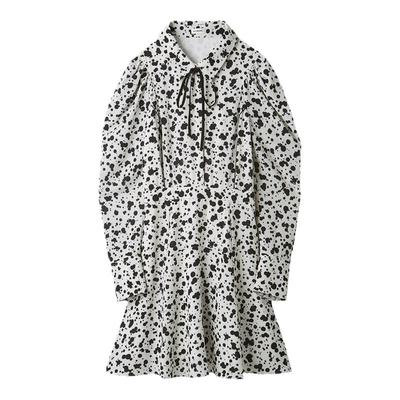 LILY BROWN秋冬款 气质翻领碎花收腰短款连衣裙LWFO245049