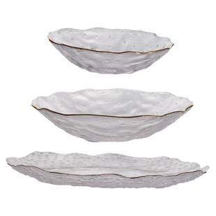 创意透明花边盘日式家用餐厅金边不规则玻璃水果盘糖果盘酒店餐具