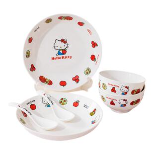 HelloKitty卡通陶瓷碗盘套装家用可爱餐具女生高颜值碗盘勺6件套