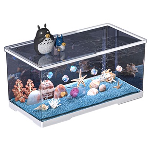 鱼缸客厅桌面小型免换水金鱼缸造景家用透明亚克力带盖生态水族箱
