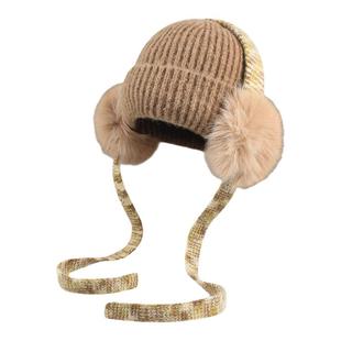 法国Montaigne/蒙田韩系防风帽冬不透保暖护耳包头针织帽子大头围