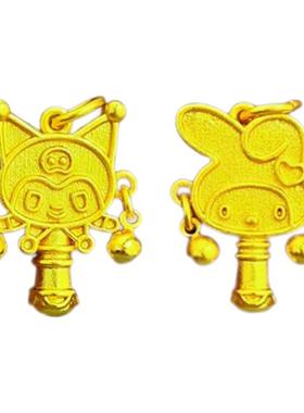 古法金包银卡通拨浪鼓流苏吊坠女