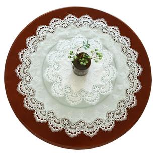 唯米9967简约现代百搭白色蕾丝镂空圆形小桌布台布餐巾圆桌垫布艺