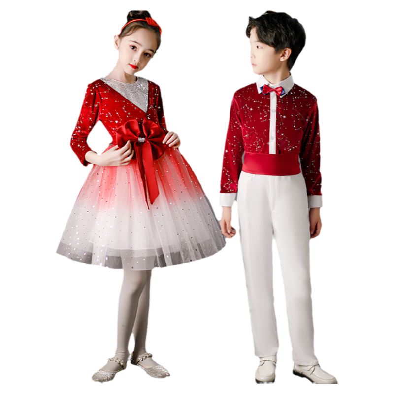 儿童合唱服诗歌朗诵大型演出礼服中小学生集体爱国合唱比赛表演服